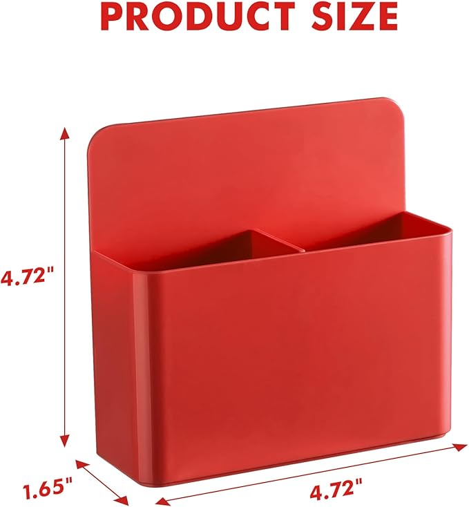 BEYGORM 2 Pack Plastic Magnetic Pen Holder for Refrigerator, Dry Erase Marker Holder for Whiteboard，Magnet School Locker Organizer Accessories, Pencil Cup, Pen Caddy, Classroom Organization(Red)