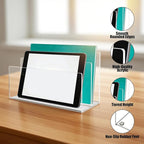 Vankcp 1 Pcs Acrylic Mile Sorter for Desk, 2 Upright Compartments Desk Mail Organizer, Acrylic Mail File Organizer Sorters for Envelope Paper Document, Clear Files Sorter for Office Home, Vertical