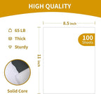 100 Sheets White Cardstock 8.5 x 11, Creebe 65lb White Card Stock Printer Paper for Invitations, Office, Certificate