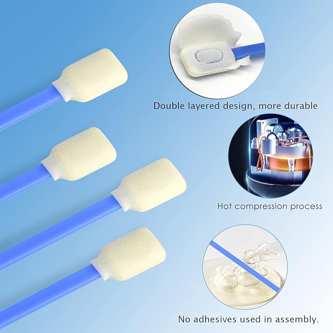 Wellgler's Foam Cleaning Swabs，Dust-Free Cleaning Sponge Tip Swabs for Printer Heads, Scanners, Camera Lenses, Electronics, Lab,Chip Hard Disk Industries, Optical Equipment(100pcs)