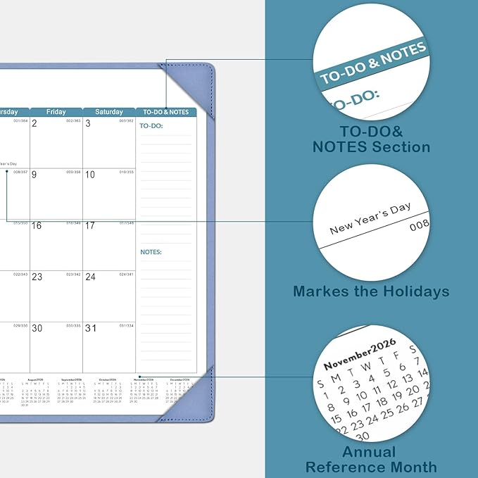 Desk Calendar 2026, KOPEESY New Year Large Desk Calendar with Desktop Mat, 18 Months from January 2026 - June 2027, 22” x 17” Desktop Monthly Planner for Home or Office School