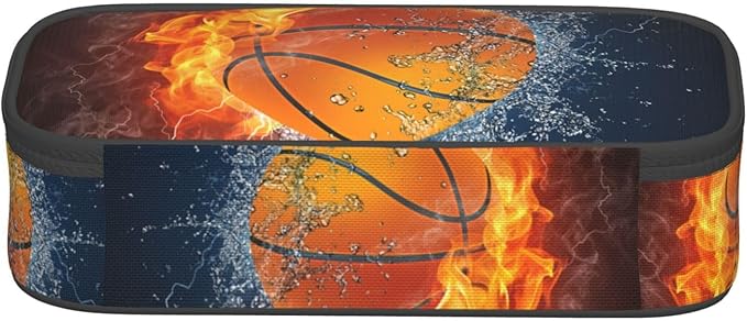 Cool Basketball Ball Pencil Case Big Capacity Storage Pencil Pouch Stationery Bags With Zipper Portable Pen Holder Box Organizer For Boys Girls Teens Student College School Office Supplies