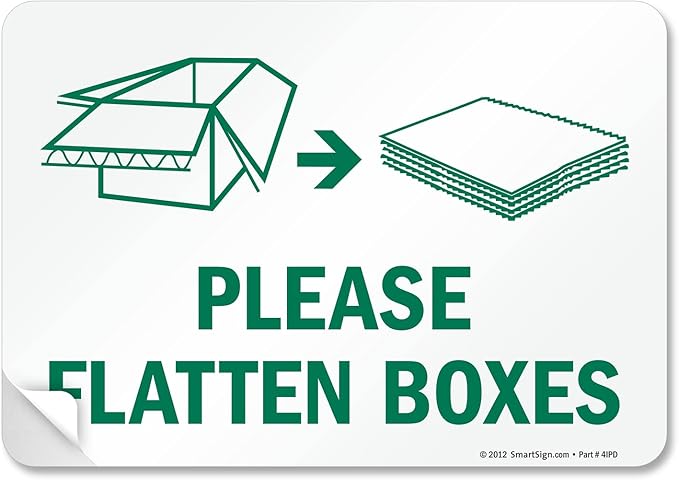 SmartSign Please Flatten Boxes Recycle Label | 7" x 10" Laminated Vinyl Sticker, Made in USA