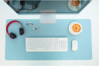 SUJAYU Dual Sided PU Leather Desk Pad, Mouse Pad, Office Desk Mat, Non-Slip Laptop Desk Pad, Waterproof Desk Writing Pad for Office and Home (23.6" x 11.8", Pink+Light Blue)