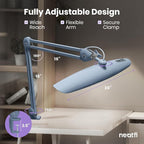 Neatfi XL 2,200 Lumens LED Desk Lamp with Clamp, 24 Watt Bright Architect Task Lamp, 20 Inches Dimmable Computer Light, Adjustable Desk Light for Home, Office, Crafts, Nails & Hobbies (Non-CCT, Gray)