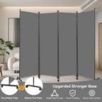 Room Divider (4 Panel) Wall Divider for Room Separation, 88 inch Wide Portable Privacy Screens W/Wheels, Metal Frame Freestanding Room Separators 5.6FT Room Partitions and Dividers
