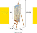 MEEDEN Large Painters Easel Adjustable Solid Beech Wood Artist Easel, Studio Easel for Adults with Brush Holder, Holds Canvas up to 48"