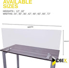 OBEX Acrylic Free Standing Screen, Divider for Desk Privacy Home & Office Partitions for Table Top Workstation, Portable Cubicle Panel for Work, 12" x 60", Clear