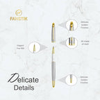 FANSTIK Customized RollerBall pen with name (MADE IN USA), stainless steel, Silver and gold, luxury engraved pen personalized for men and for women. (RollerBall Silver-Gold).