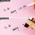 Varhomax Glass Desk Whiteboard Pink with Calculator, Desktop Dry Erase White Board with Storage, to Do List Memo Notepad for Home and Office
