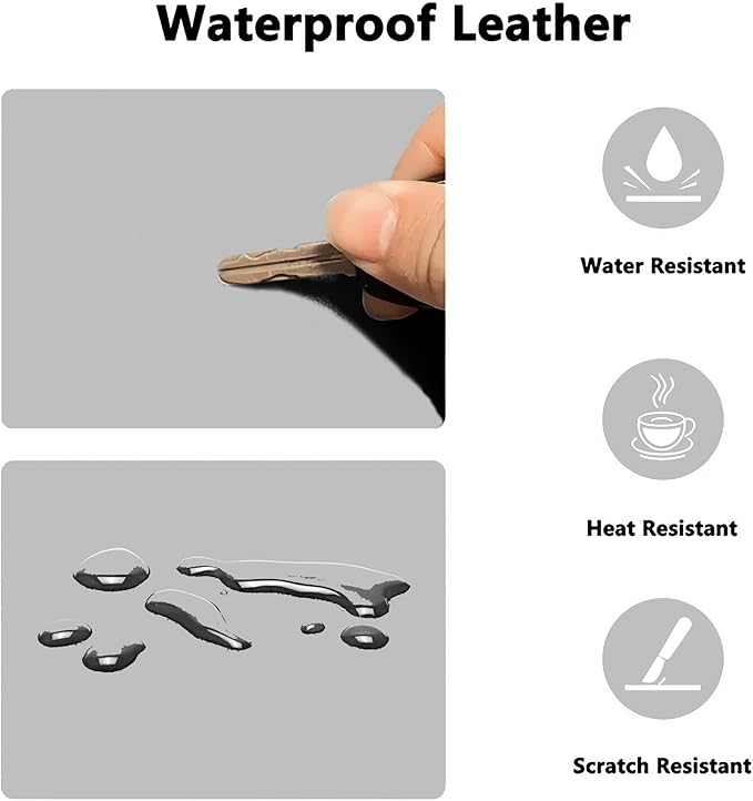 PU Leather Desk Pad Protector Gaming Mouse Pad Non Slip Desk Mat for Keyboard and Mouse Waterproof Desk Writing Pad for Office and Home Desk Accessories(Gray, 31.5 * 15.7)