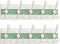 SKOLOO Coastal Wall Mounted Coat Rack - 16-7/8" Beach House Entryway Wooden Coat Hook with 5 Hooks for Hanging Coats, Hats or Towels, Oceanfront Cottage Core Collection, White & Green, Pack of 2