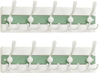 SKOLOO Coastal Wall Mounted Coat Rack - 16-7/8" Beach House Entryway Wooden Coat Hook with 5 Hooks for Hanging Coats, Hats or Towels, Oceanfront Cottage Core Collection, White & Green, Pack of 2