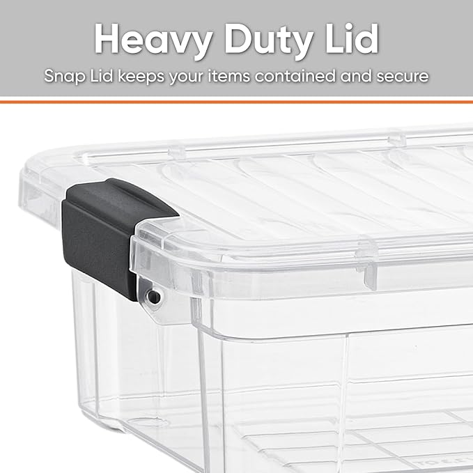 Superio Clear Storage Bins with Lids, Stackable Storage Box with Latches and Handles, Extra Small, 4 Pack 2 Quart
