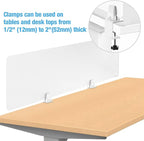 Desk Divider 4 Pcs Desk Privacy Panel 47.2''L x 15.8W'' Office Partitions Frosted Acrylic Panel Pack of 4 Desk Divider Partition with Adjustable Universal Base