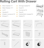 Sorgion 3 Tier Rolling Cart Organizer,Laundry Room Bathroom Organizers and Storage Office Shelves Mobile Shelving Unit Kitchen Trolley Cart with Wheels for Art,Craft,Diaper,Bedside,Snack(White)