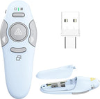 QUI Presentation Clicker Wireless Presenter Remote Clicker for PowerPoint Presentation Remote, PowerPoint Slide Advancer for Mac/Windows/Linux, Google Slide/PPT/Keynote, USB A&C, Blue