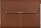 VANRA File Folder Document Holder Organizer Waterproof Portfolio Leather Folder Case with 3 Pockets, Filing Envelopes for A4 Letter Size Paper with Snap Magnetic Button Closure (Brown)