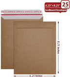 Xxcxpark 25 Pack Brown Kraft Rigid Mailers, 6.25 x 8.25 inches Self Seal Photo Document Mailers Premium Cardboard Keep Flat Envelopes for Photos, Pictures, Papers, Files, CD