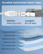 COLORWING TZe-221 9mm 0.35" Laminated White Replace for Brother P Touch Label Tape 3/8" TZe221 for Brother Ptouch PT-D210 D220 H110 H103W D410 D600 PT1890 Label Maker Tape, 5-Pack