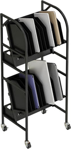 tonchean 20 Device Laptop Charging Cart, 2 Tier Open Charging Station for Laptops Tablet and Chromebook, Office and Classroom Mobile Charging Cart Open Charging Cart with Cable Management