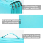 Vomgomfom Colored Pencil Case - 200 Slots Holder With Zipper Closure, Deluxe PU Leather Large Capacity for Watercolor Pens or Markers, Organizer for Artist (Green)