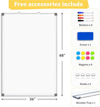 AMUSIGHT Double-Sided Magnetic Whiteboard, 48" x 36" Large Dry Erase Board Aluminum Frame for Wall, Large White Board Marker Board for Kitchen, Memo, School, Home, Office