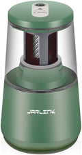 JARLINK Electric Pencil Sharpener, Heavy-Duty Helical Blade to Fast Sharpen, Auto Stop for No.2/Colored Pencils(6-8mm), AC Adapter/Battery Operated in School Classroom/Office/Home (Green)