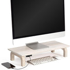 Anji Mountain Monitor Stand - Desktop Organizer & Laptop Riser, Ergonomic Monitor Riser, Space-Saving Monitor Stand for Desk, Durable Construction, Easy Assembly, Ideal for Home & Office,White Wash