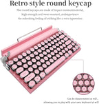 Adventurers Typewriter-Style Retro Mechanical Keyboard LED Backlight 83 Keys Bluetooth 5.0 Blue Axis Pink Color Panel Compatible with iOS/Android/Windows/Vista/Linux/Mac Office/Gaming, 12.3x6.6x1.6in