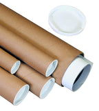 Aviditi Kraft Mailing Tubes with Caps, 2" x 24", Pack of 6, for Shipping, Storing, Mailing, and Protecting Documents, Blueprints and Posters