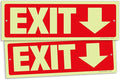 iSYFIX Exit Signs with Directional Down Arrow - 2 Pack 12x4 Inch Glow in the Dark for Business, School, Office, Warehouse - Durable 40 Mil Polystyrene, UV Laminated, Waterproof, Scratch & Fade Resistant