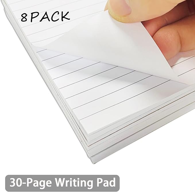Nichela 8 Pcs Note Pads Refills 3 x 5 inches Memo Small Notebook Writing Pads with 30 Sheets Each Pad College Ruled Lined Paper NotePads White