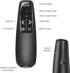 Rechargeable Presentation Clicker with Case, Power Digital Display Wireless Presenter Remote, USB C Green Light Pointer Computer PowerPoint PPT Clickers for Mac Laptop, Slideshow Google Slide Advancer