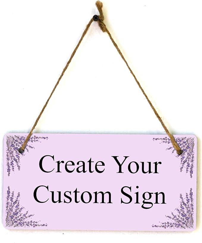 Signs ByLITA Lavender Personalized Hanging Wall or Door Sign (5 x 10") | Custom Signage for Your Home & Business