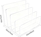 itechpanda Acrylic Mail Holder Clear File Sorter Desk Organizer Clean Desktop Vertical Desk Letter Sorter with 5 Compartments for Office Home Envelope Bill Document Notebook File Paper (Large)