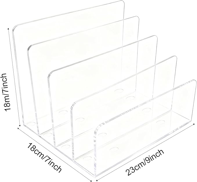itechpanda Acrylic Mail Holder Clear File Sorter Desk Organizer Clean Desktop Vertical Desk Letter Sorter with 5 Compartments for Office Home Envelope Bill Document Notebook File Paper (Large)
