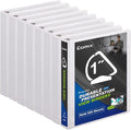 Comix Sturdy 3-Ring-Binder 1-inch D Ring Binders, 2.4mm-Thick, Hold 225 Sheets of 8.5" x 11" Paper, 8 Pack (White)