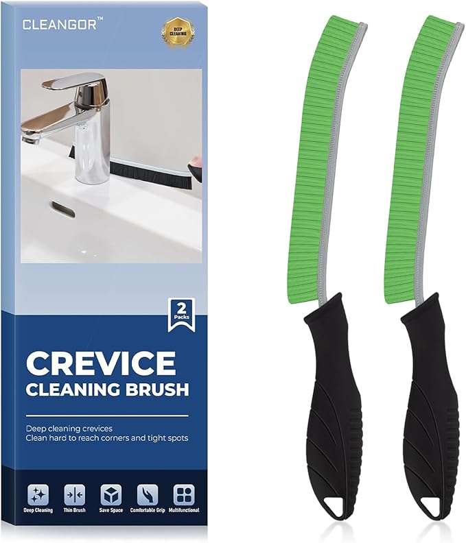 CLEANGOR Crevice Cleaning Brushes, Cleaner Scrub Brush Tool for Hard to Reach Tight Space, Home Essentials, Cleaning Supplies for Shower, Bathroom, Kitchen, Toilet, Window