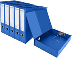 HUA JIE A4 Storage File Boxes Plastic Archives Cases with Clip, PVC File Folder Organizer Document Storage Filing Box for office,32.5×6.5×24 cm, Blue(Pack of 6)