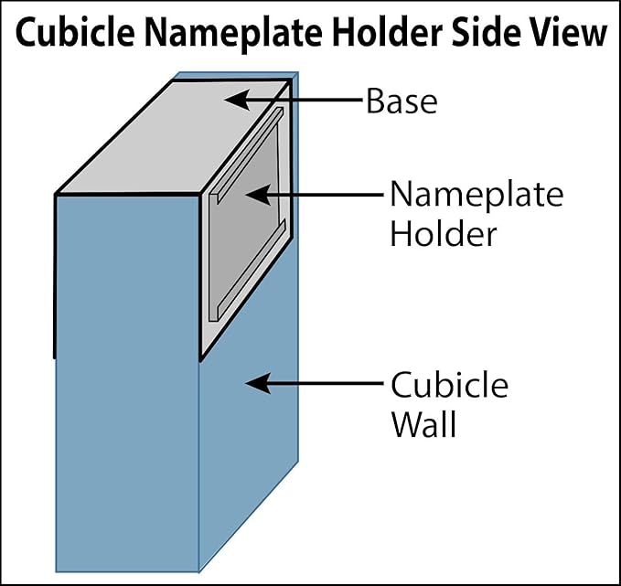 The Original Over the Cube - Quality Aluminum, Changeable Cubicle Nameplate Holder, Black Base, and Black Name Plate Holder, 8" x 2" (2.5" Cubicle Wall Depth) - Made in The USA