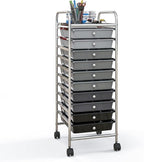 Giantex 10-Drawer Storage Cart w/Universal Wheel, Rolling Cart w/Handle, Home Organizer Storage Unit w/Removable Drawers, Trolley Utility Cart for Kitchen Makeup Living Room Office Play Room