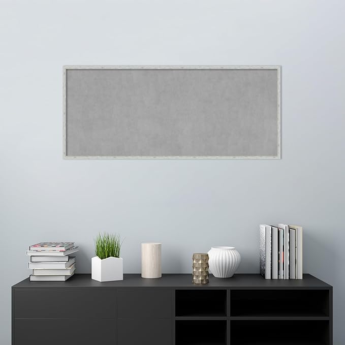 Amanti Art Silver Framed Magnetic Board 21x49 Oversize Vision Board for use with Magnets, 100% Metal Sheet to Display Items as Office Decor or for Home Organization in mudroom, Kitchen or Kids Room