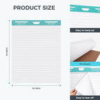 FAHKNS Lined Sticky Easel Pad，Large 25x30 Inch Self-Adhesive Teacher'S Flip Chart Paper, Easel Pad with Dry Erase Surface for Classroom/Office, White, 30 Sheets/Pad, 6 Pads/Pack