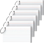 Ciphyfee Index Cards 3x5 Inch With Ring, 300 Count, Ruled White Colored Index Card, 180GSM Flash Cards College Ruled for Students, Teachers, Study Note Card for Office, Home, School, Office