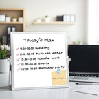 Lumspax Small Desktop White Board with Stand, 10" x 10" Double-Sided Silver Aluminium Frame Whiteboard for Kids, Mini Dry Erase Board for Home, Office, School