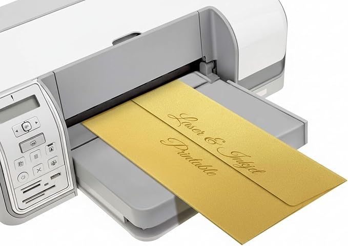 YooNotee 100 Count #10 Gold Metallic Business Envelopes, 80 lb, 4 1/8" x 9 1/2" Metallic Business Letter Size Envelopes, Peel & Press Square Flap, Printable for Professional Mailing and Office Use