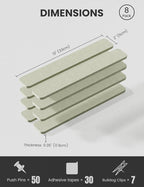 Fluxynara Cork Board Alternative Felt Strip Board 8-Pack 13"x2", Office Pin Board with 50 Push Pins, Adhesive Install for Bedroom Door & Home Office(Sage)