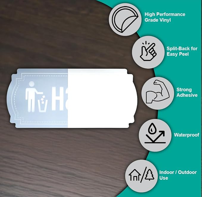 Recycle and Trash Stickers for Trash Cans - Vinyl Recycling Bin Labels - 2 Pack - 6.5" by 3" Green & Black Decals Logo Set - Waste Signs for Home Kitchen or Office Bins Indoor/Outdoor Use