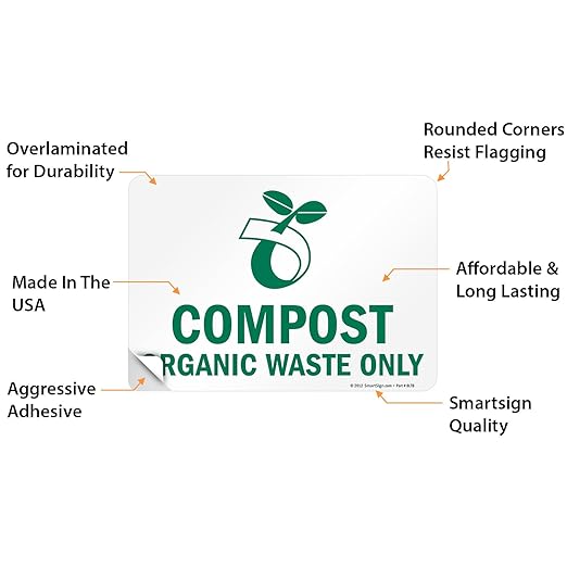 SmartSign - S-9071-EU-10 "Compost Organic Waste Only" Recycle Label | 7" x 10" Laminated Vinyl 7" x 10" Vinyl Label